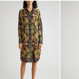 Marina Scarf Print Long Sleeve Shirtdress. NWT